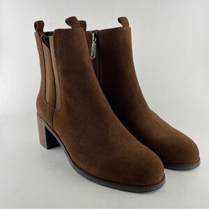 NWT Blondo Waterproof Suede Chelsea Ankle Boots Brown Block Heel Size 6.5